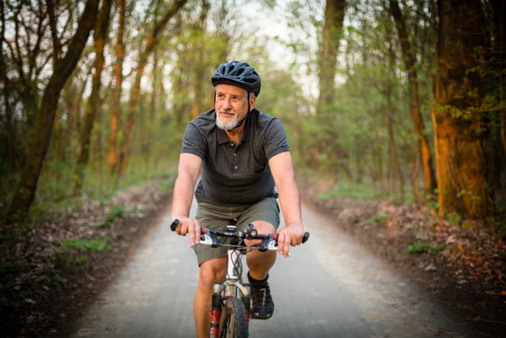 Senior man on his mountain bike 
